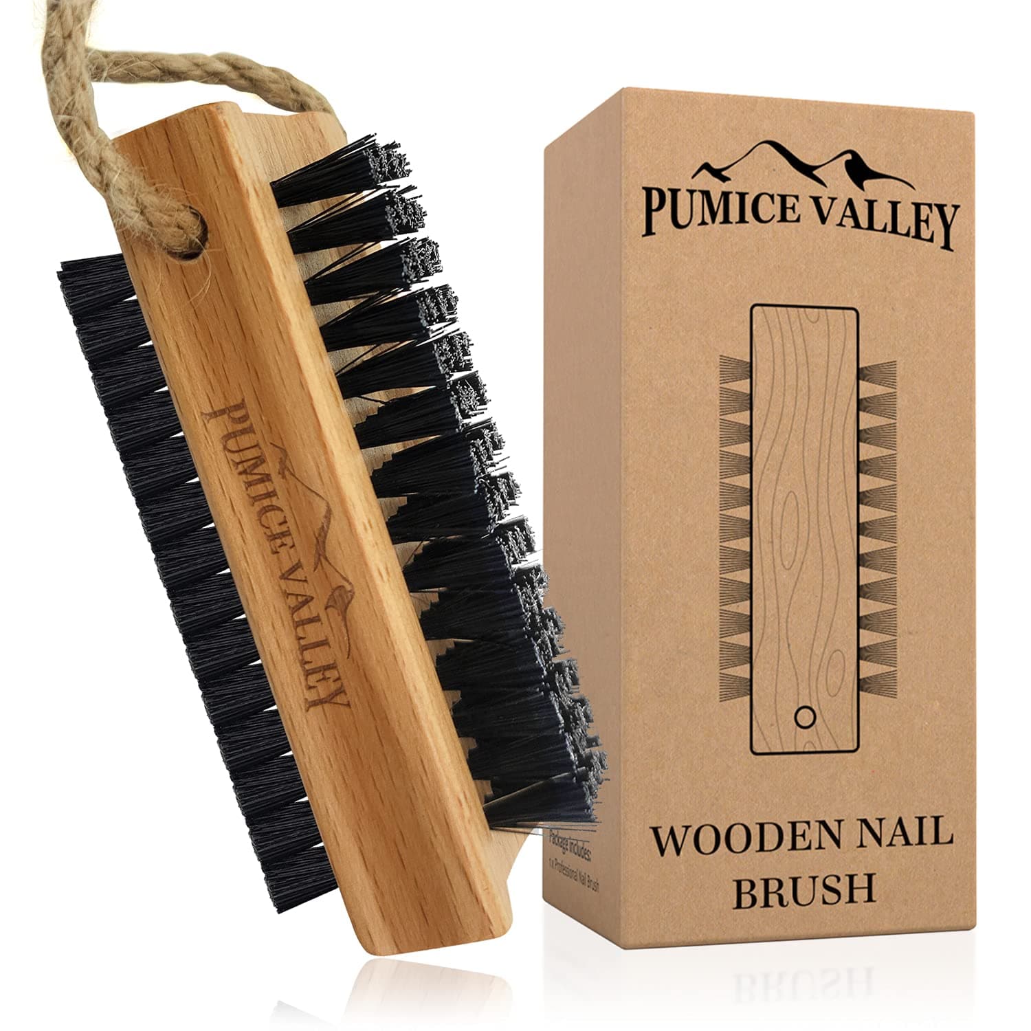 Wooden nail & toe brush with charcoal bristles