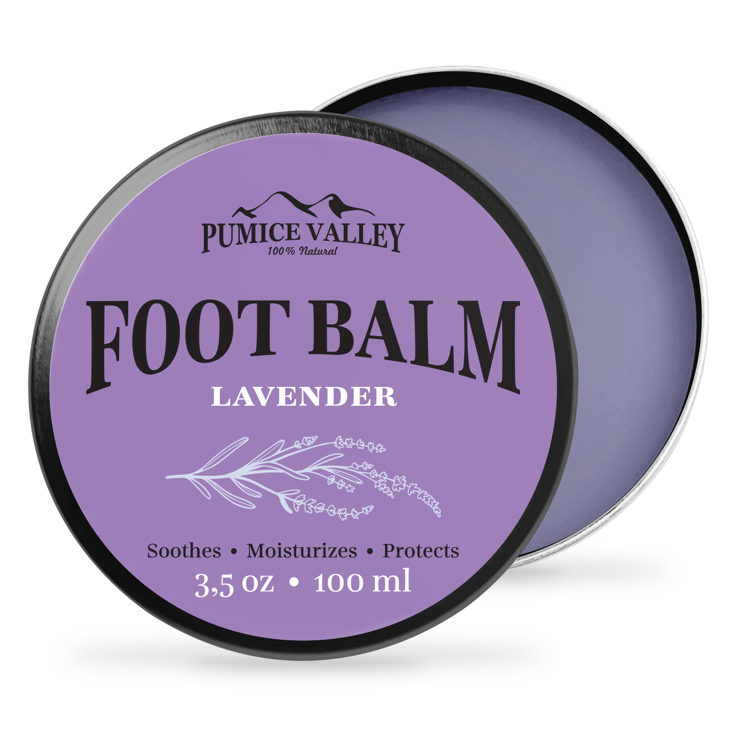 Pumice Valley Natural Foot Balm Lavander for Dry Cracked Heels and Feet