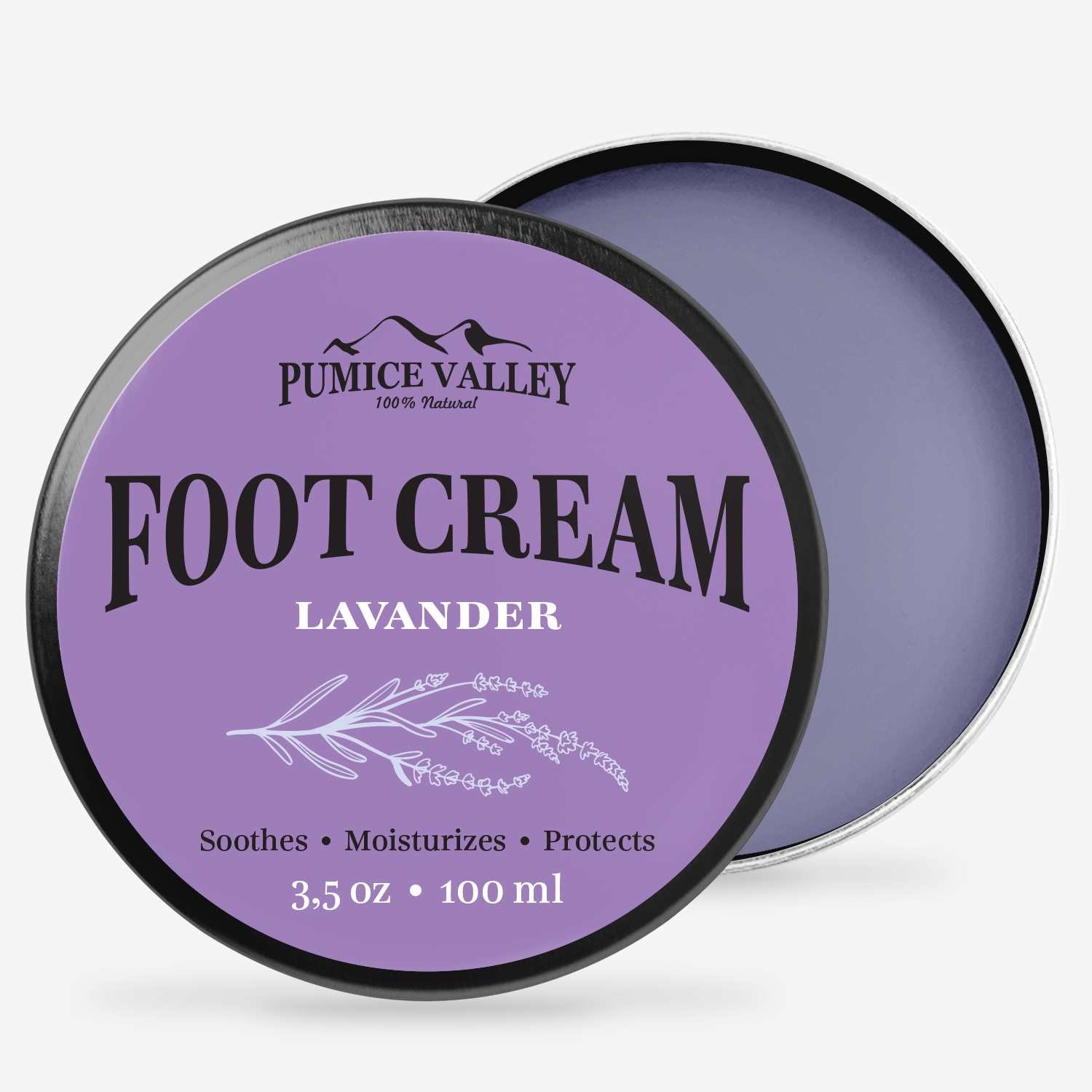 Pumice Valley Natural Foot Cream Lavander for Dry Cracked Heels and Feet